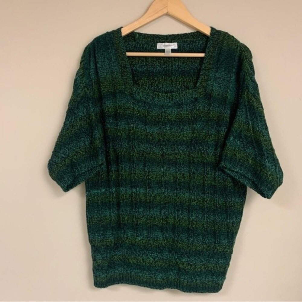 Green Black Knit Sweater Women’s 14 16 Shirt Top St. Patrick Winter Spring